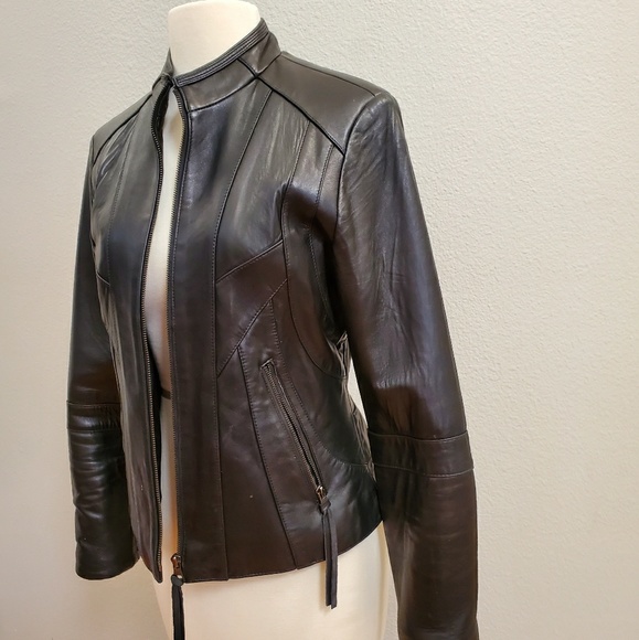 BASIX by Jacob Stevens Smooth Leather Jacket MED - Picture 4 of 5